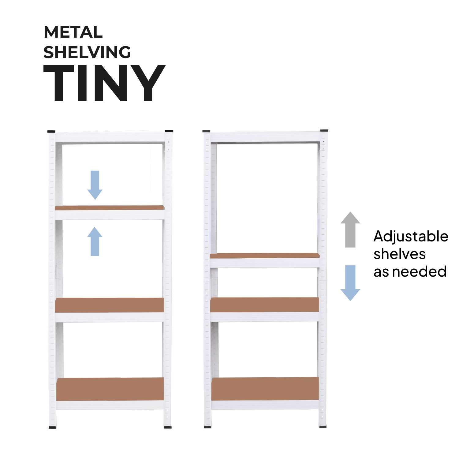 Estanteria Metalica Tiny Blanca, Estante Ideal para Hogar, Estanterias Trastero, Muebles, Oficina, Estanterias Almacenaje Divisible, Sin Tornillos, 240kg, 4 Baldas MDF, 150x60x30cm