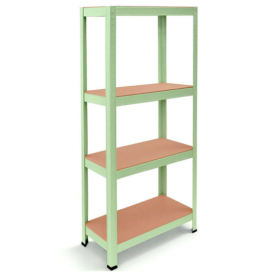 Estanteria Metalica Tiny Verde, Estante Ideal para Hogar, Estanterias Trastero, Muebles, Oficina, Estanterias Almacenaje Divisible, Sin Tornillos, 240kg, 4 Baldas MDF, 150x60x30cm