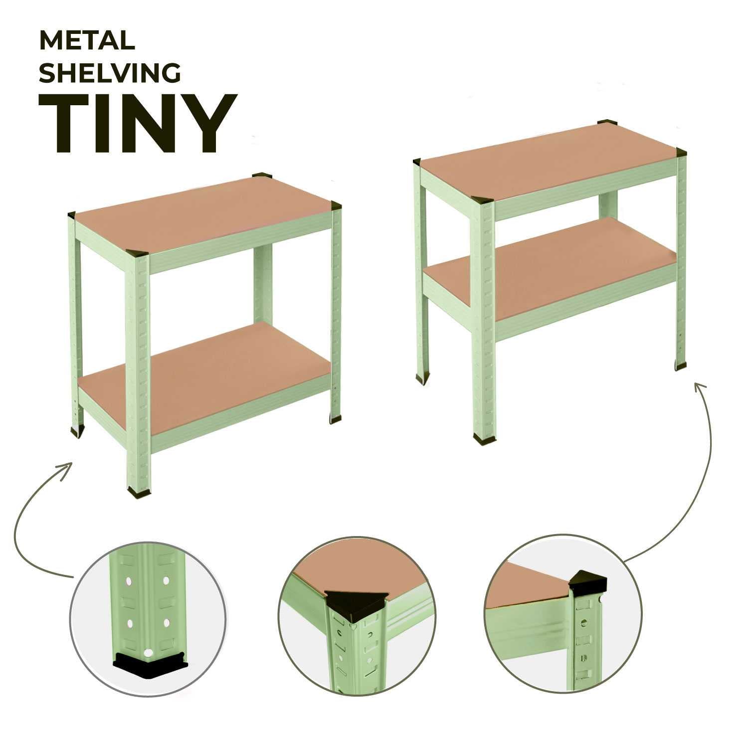 Estanteria Metalica Tiny Verde, Estante Ideal para Hogar, Estanterias Trastero, Muebles, Oficina, Estanterias Almacenaje Divisible, Sin Tornillos, 240kg, 4 Baldas MDF, 150x60x30cm