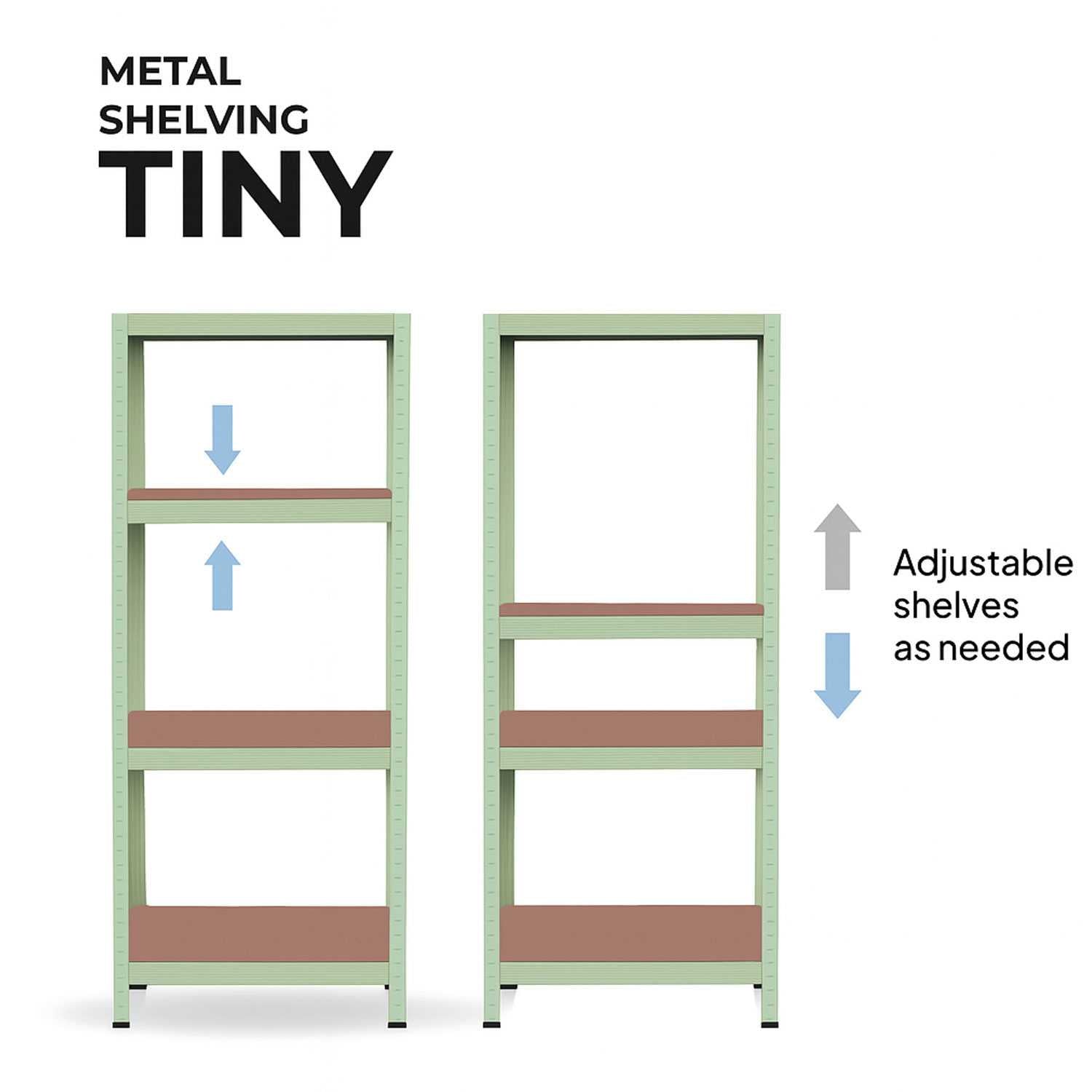 Estanteria Metalica Tiny Verde, Estante Ideal para Hogar, Estanterias Trastero, Muebles, Oficina, Estanterias Almacenaje Divisible, Sin Tornillos, 240kg, 4 Baldas MDF, 150x60x30cm
