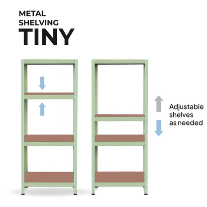 Estanteria Metalica Tiny Verde, Estante Ideal para Hogar, Estanterias Trastero, Muebles, Oficina, Estanterias Almacenaje Divisible, Sin Tornillos, 240kg, 4 Baldas MDF, 150x60x30cm