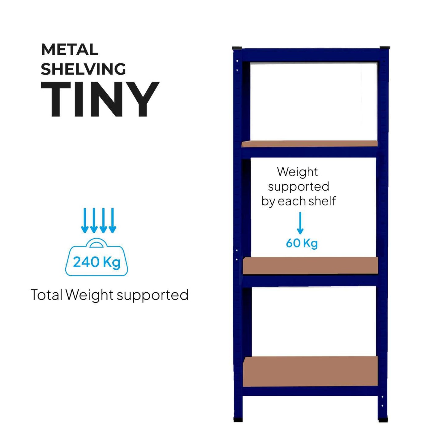 Estanteria Metalica Tiny Azul, Estante Ideal para Hogar, Estanterias Trastero, Muebles, Oficina, Estanterias Almacenaje