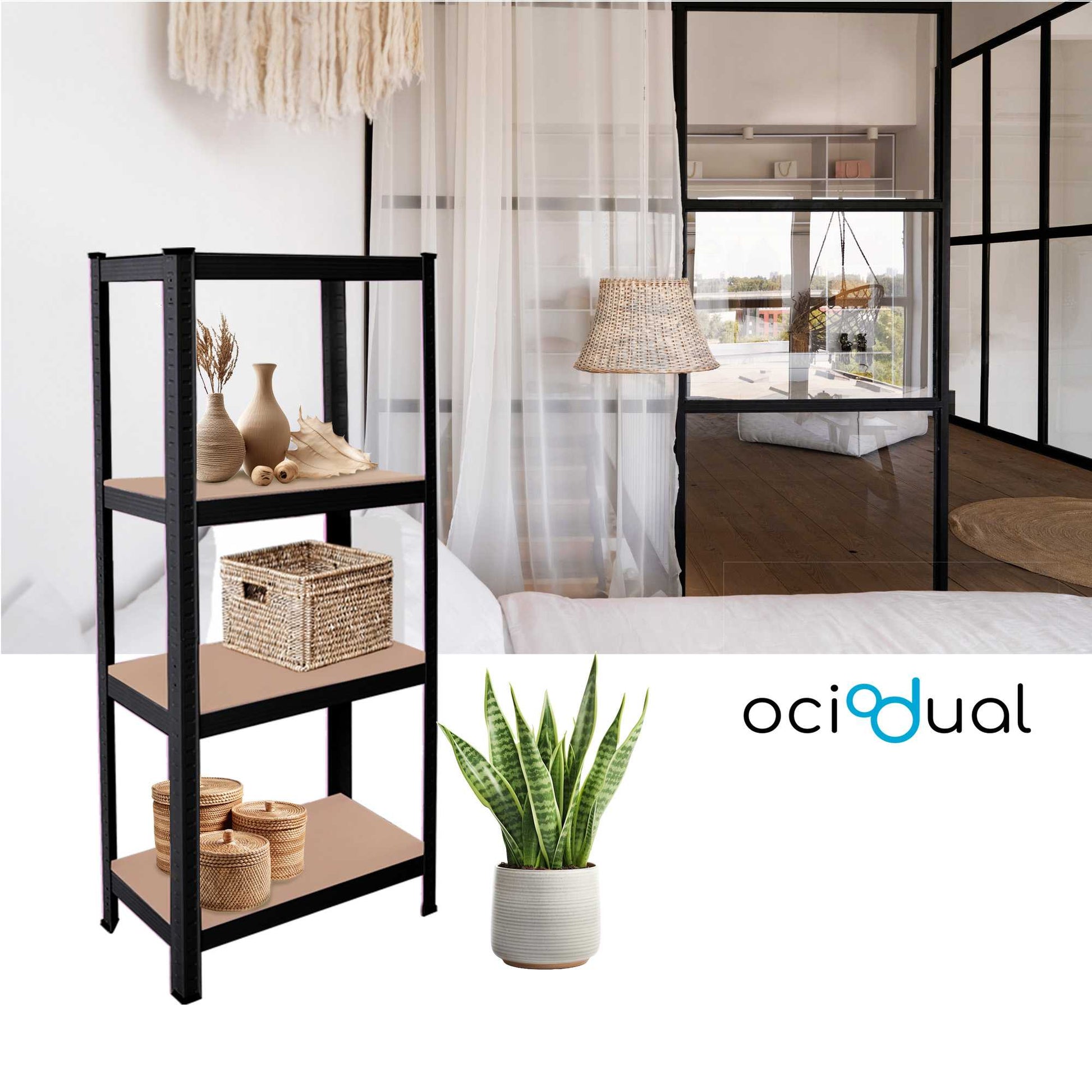 Estanteria Metalica Tiny Negro, Estante Ideal para Hogar, Estanterias Trastero, Muebles, Oficina, Estanterias Almacenaje