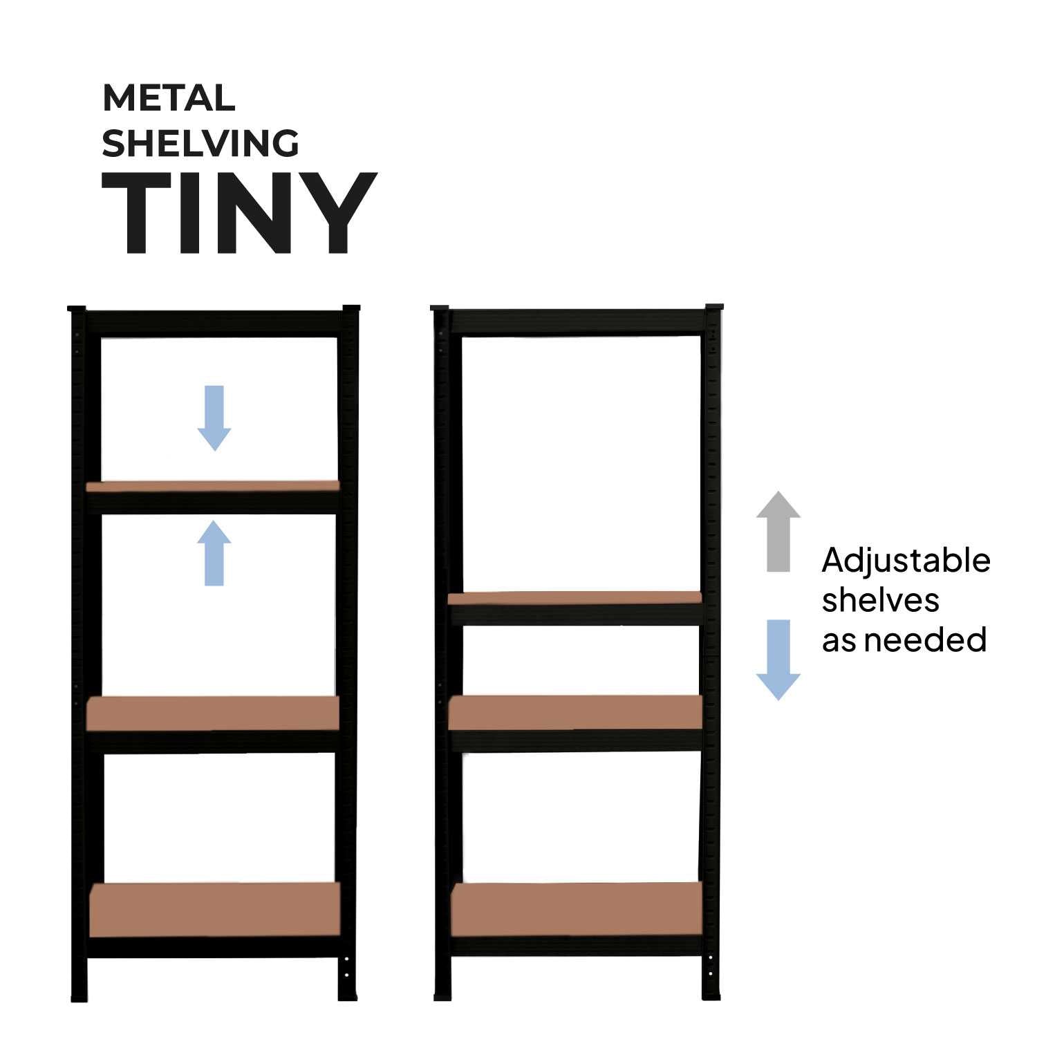 Estanteria Metalica Tiny Negro, Estante Ideal para Hogar, Estanterias Trastero, Muebles, Oficina, Estanterias Almacenaje