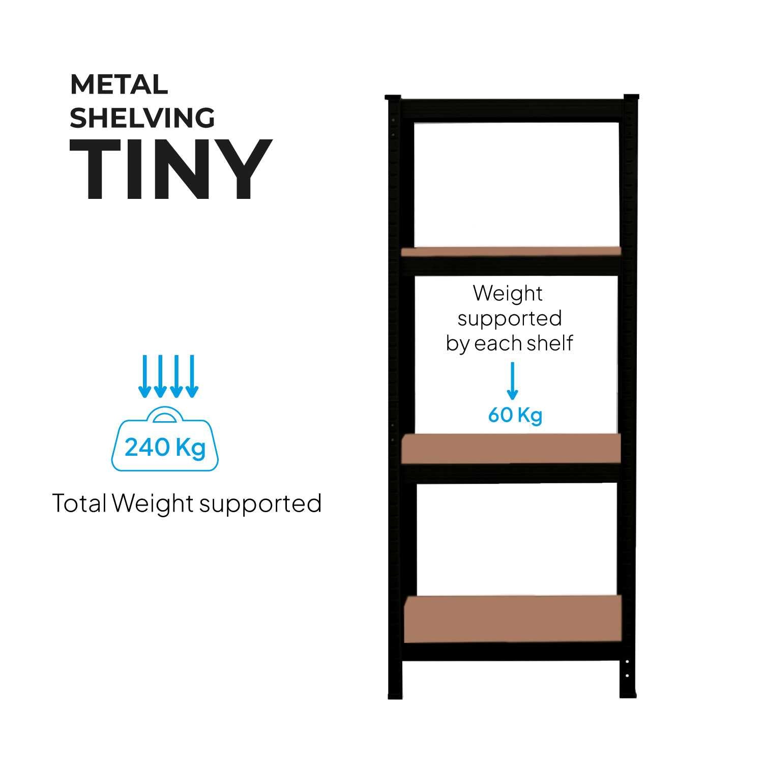 Estanteria Metalica Tiny Negro, Estante Ideal para Hogar, Estanterias Trastero, Muebles, Oficina, Estanterias Almacenaje