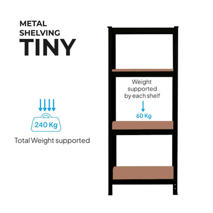 Estanteria Metalica Tiny Negro, Estante Ideal para Hogar, Estanterias Trastero, Muebles, Oficina, Estanterias Almacenaje