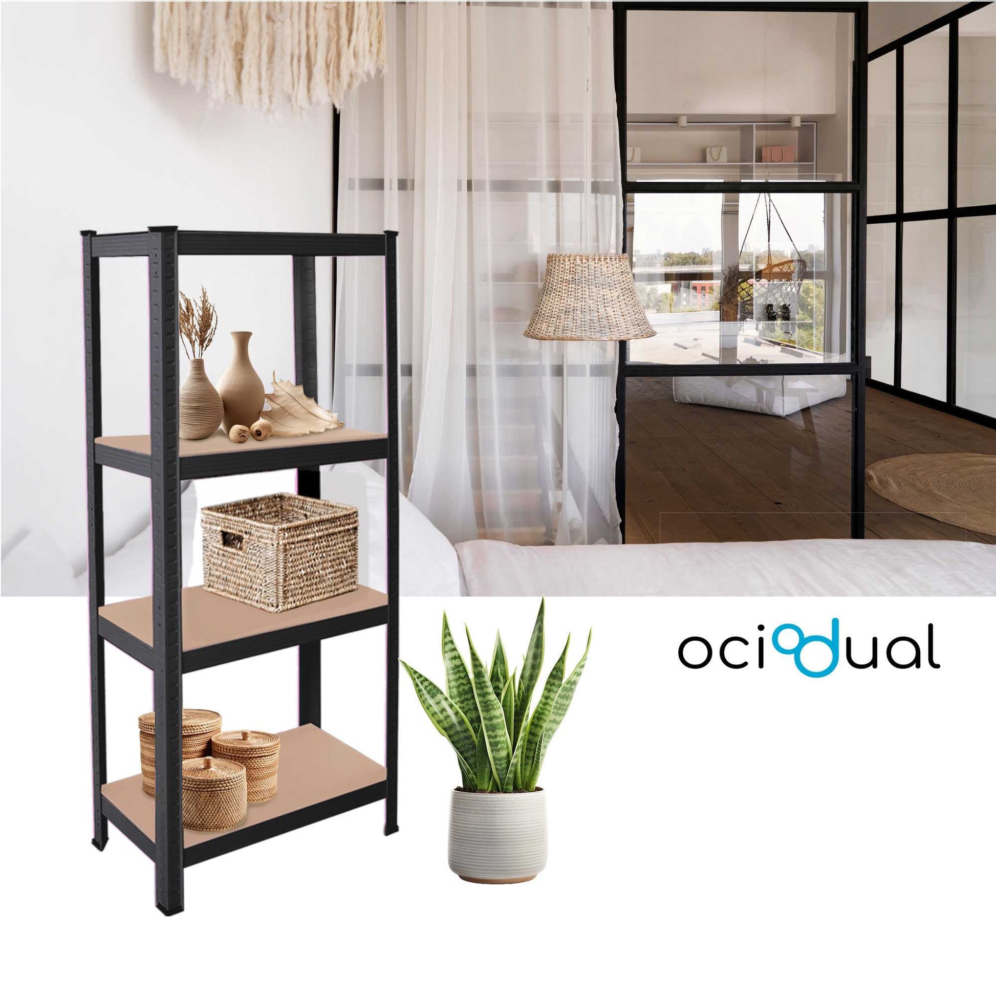 Estanteria Metalica Tiny Gris, Estante Ideal para Hogar, Estanterias Trastero, Muebles, Oficina, Estanterias Almacenaje
