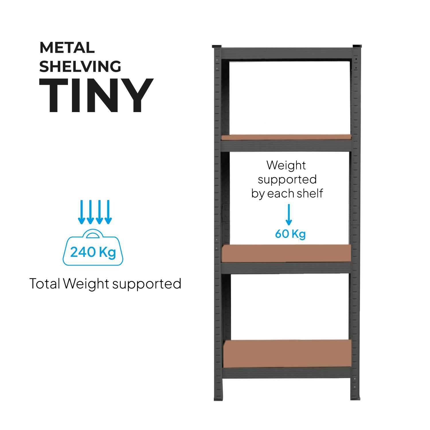 Estanteria Metalica Tiny Gris, Estante Ideal para Hogar, Estanterias Trastero, Muebles, Oficina, Estanterias Almacenaje