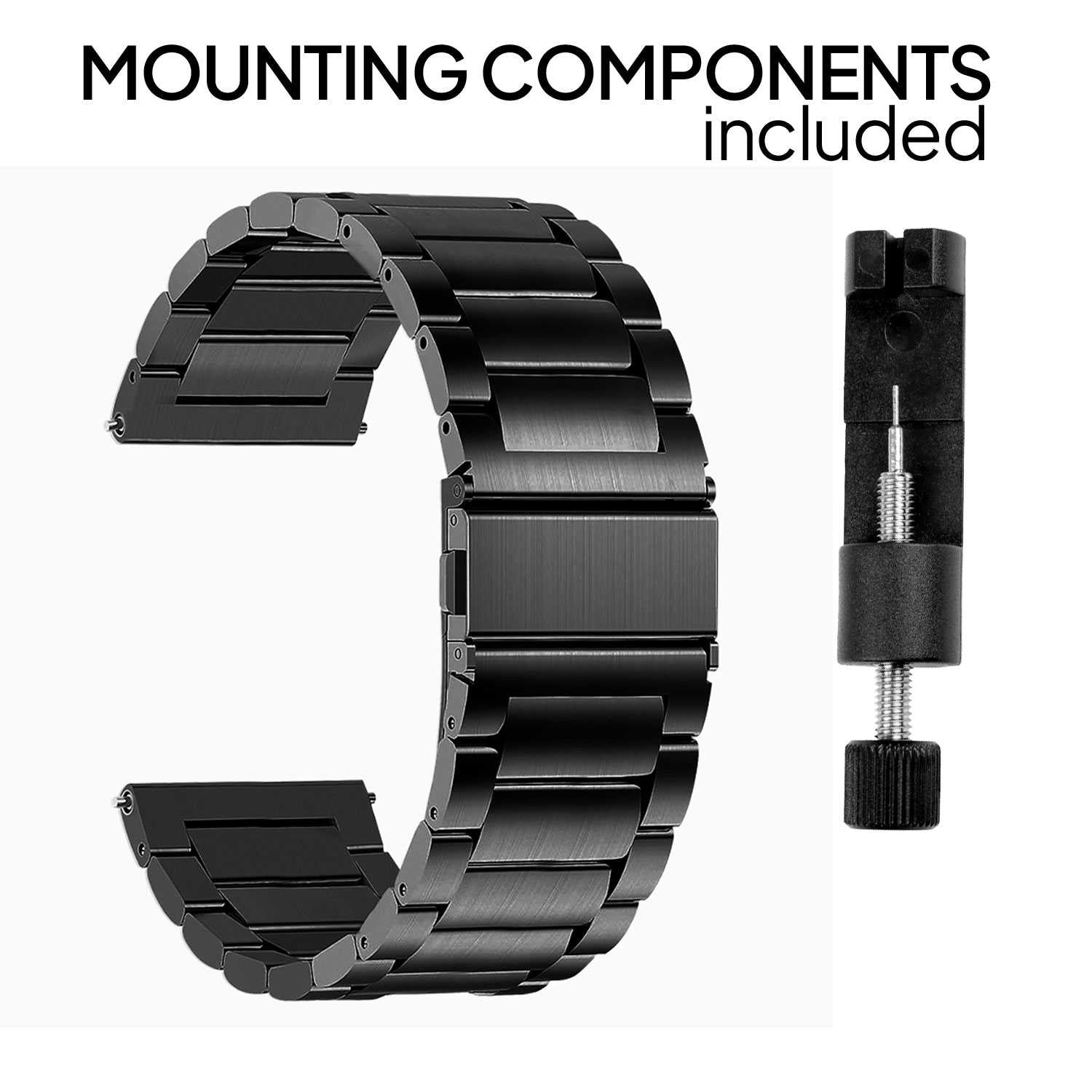 Correa Reloj Correa Metálica Acero Inoxidable Color Negro 24mm Correa Reloj Inteligente Reloj Hombre Smartwatch Mujer