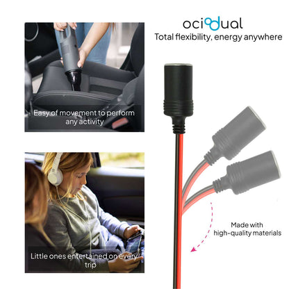 Cable Mechero Coche de 5 Metros, Accesorios coche, Cable Extensor Mecheros Coche, Enchufe 12V para Coche, 12V/24V 15A Conector