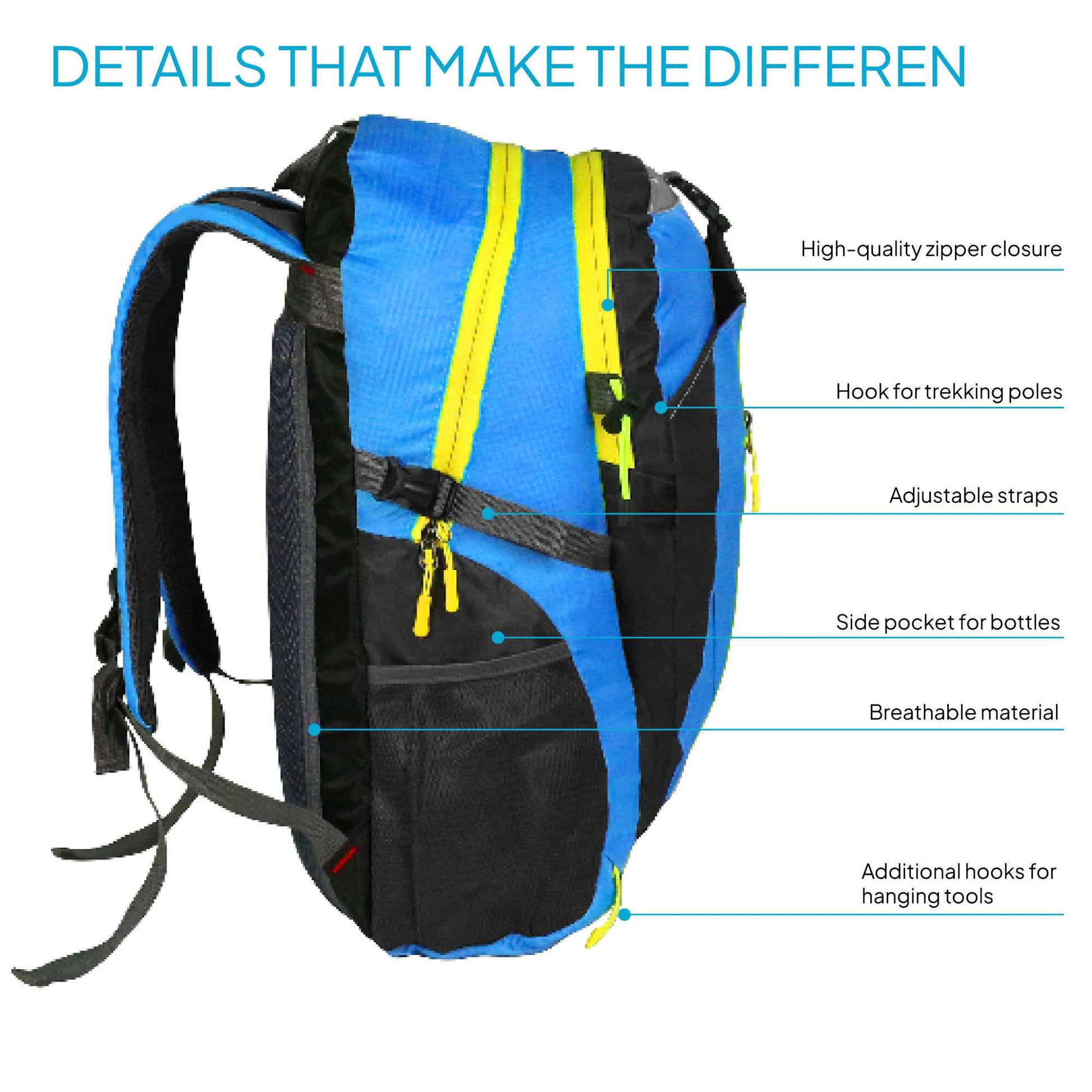 Mochila Senderismo 30L Azul Ligera Impermeable Mochila Viaje Supervivencia Plegable Mochila Mujer Camping Mochila Hombre