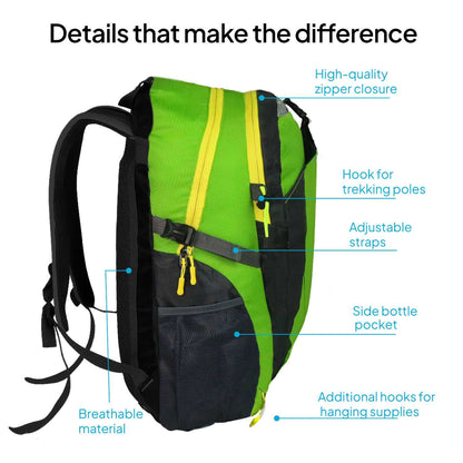 Mochila Senderismo 30L Verde Ligera Impermeable Mochila Viaje Supervivencia Plegable Mochila Mujer Camping Mochila Hombre