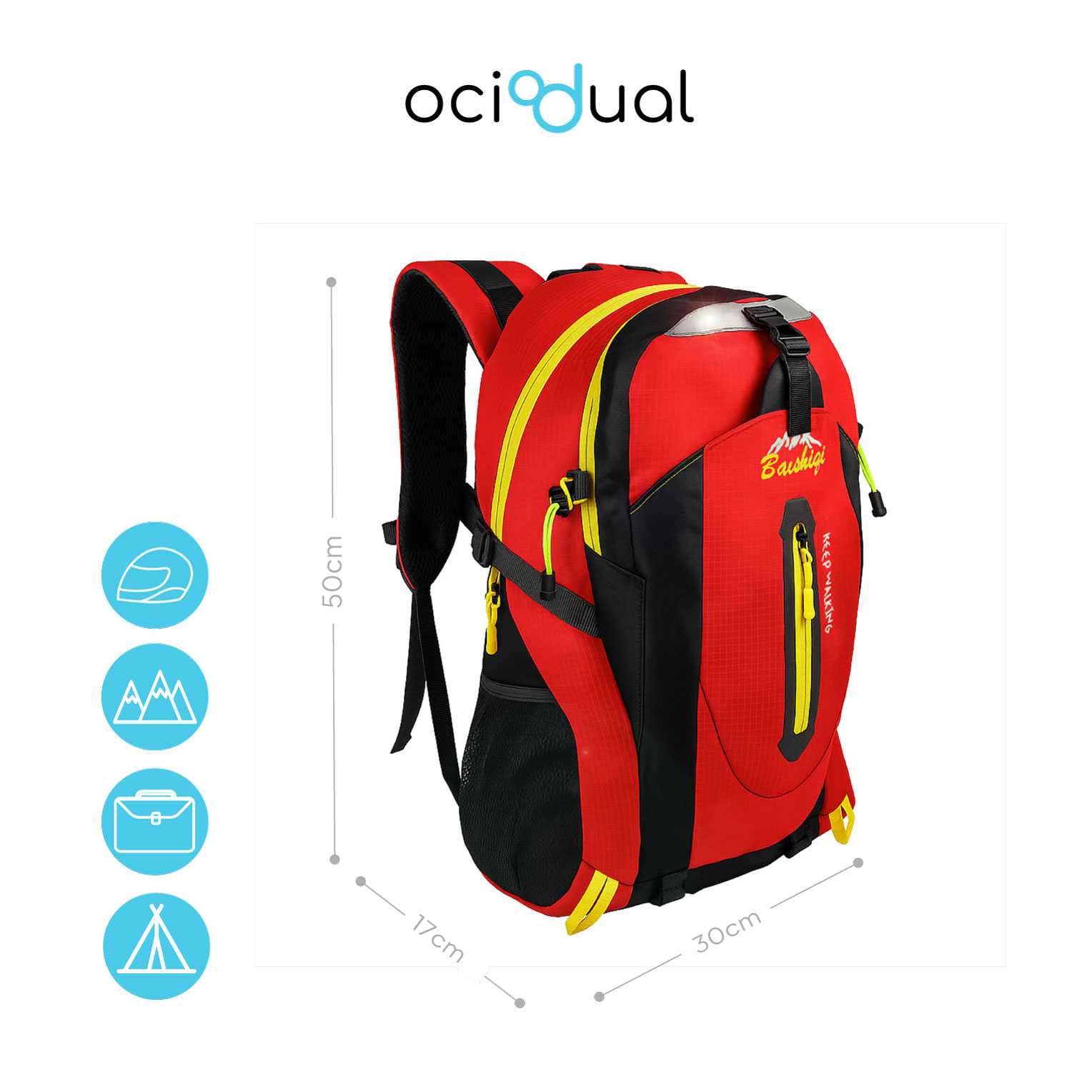 Mochila Senderismo 30L Rojo Ligera Impermeable Mochila Viaje Supervivencia Plegable Mochila Mujer Camping Mochila Hombre