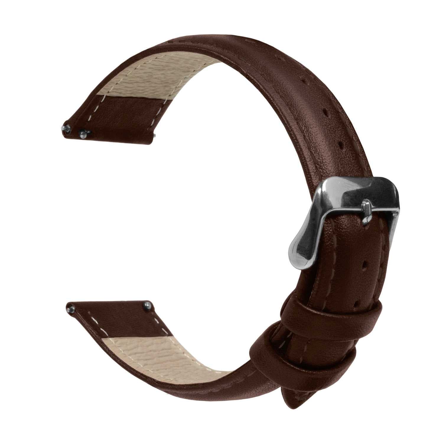 OcioDual Correa Reloj 18mm, Correa Reloj para Recambio, Repuesto Color Marrón Oscuro 18mm, Hilo Marrón, Smartwach Hombre,