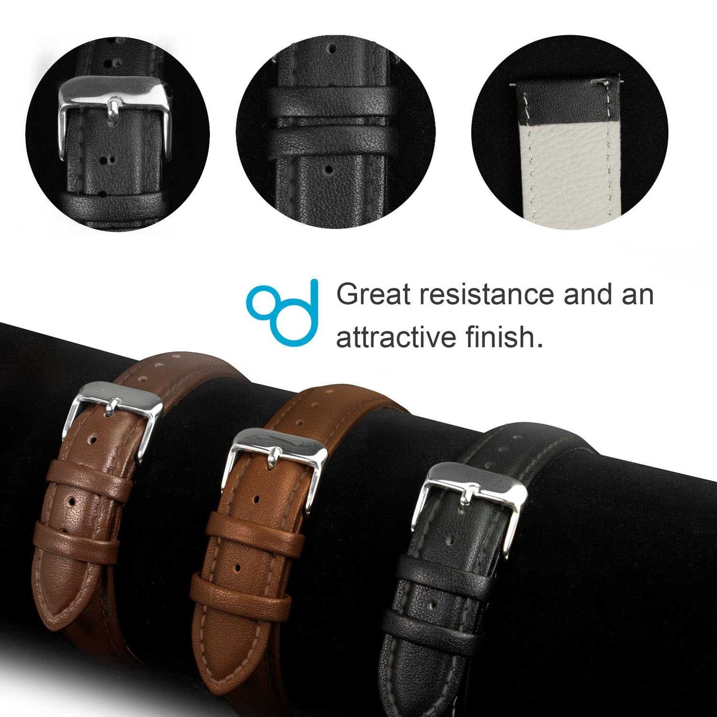 OcioDual Correa Reloj 18mm, Correa Reloj para Recambio, Repuesto Color Marrón Oscuro 18mm, Hilo Marrón, Smartwach Hombre,
