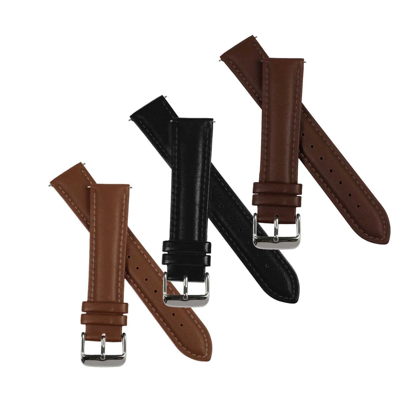 OcioDual Correa Reloj 18mm, Correa Reloj para Recambio, Repuesto Color Marrón Oscuro 18mm, Hilo Marrón, Smartwach Hombre,