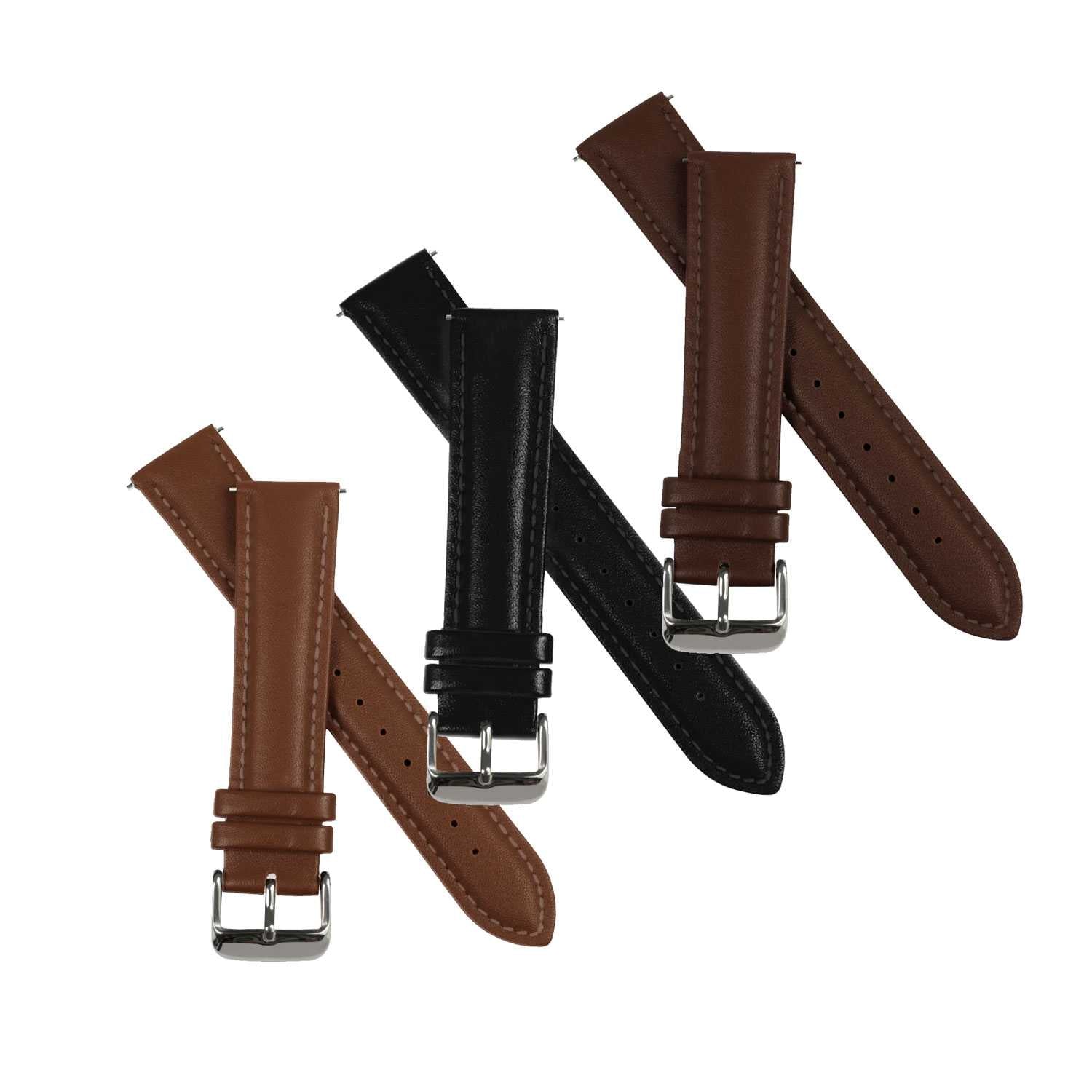 OcioDual Correa Reloj 18mm, Correa Reloj para Recambio, Repuesto Color Marrón Oscuro 18mm, Hilo Marrón, Smartwach Hombre,