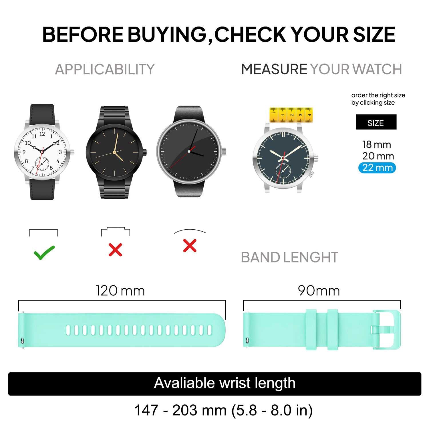 OcioDual 2 Piezas Correa Reloj 22mm, Correa Smartwatch, Liberación Rápida, Correas Reloj Inteligente, Recambios para Relojes