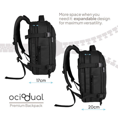 Mochila de viaje expandible de 17 a 20 cm de profundidad