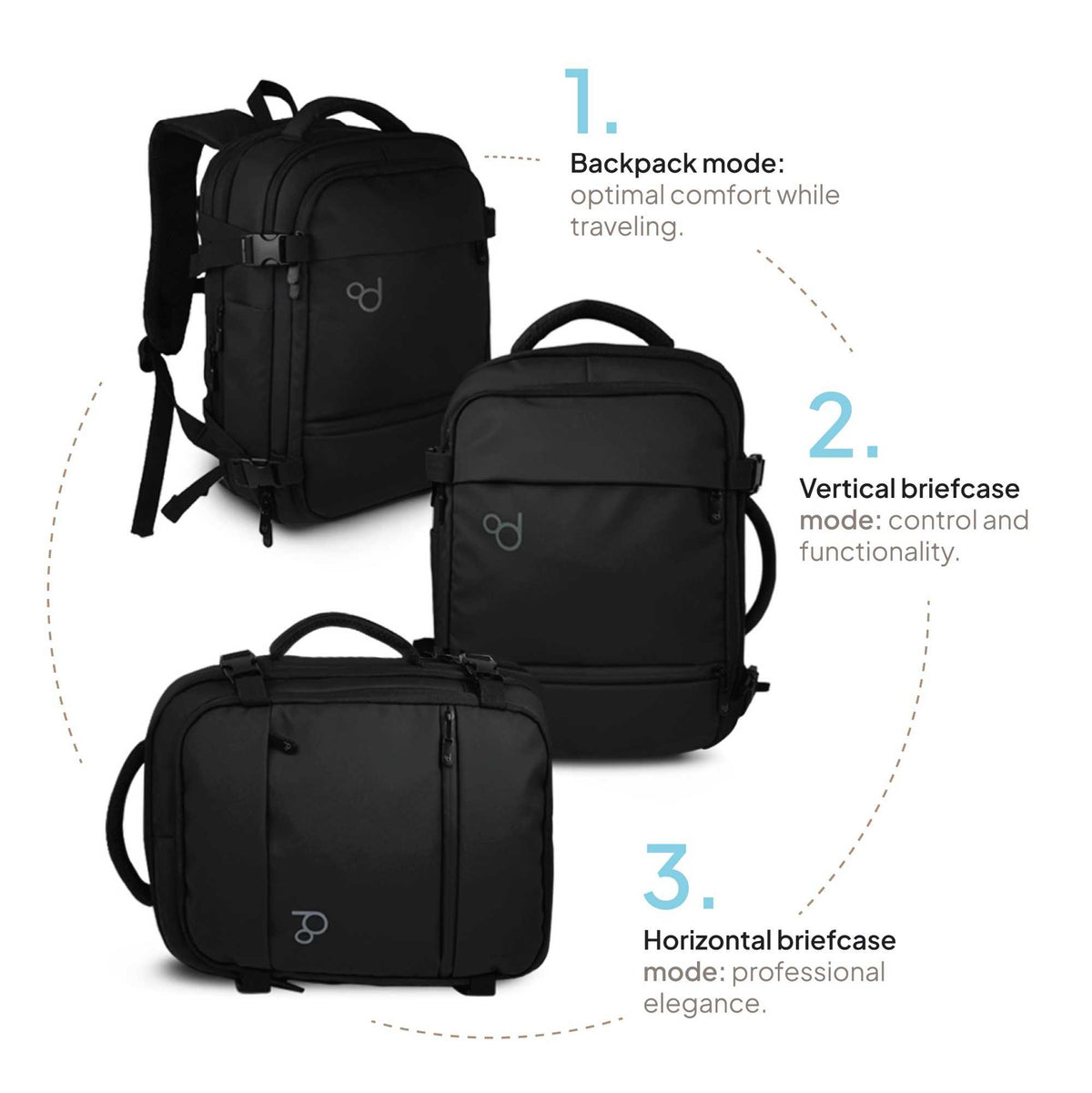 Mochila de cabina con asas para cogerla en diferentes posiciones