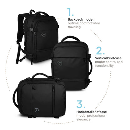 Mochila de cabina con asas para cogerla en diferentes posiciones