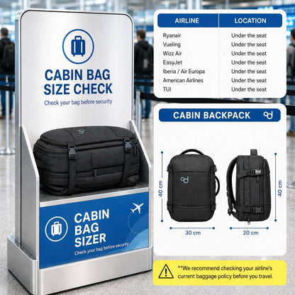 Mochila de cabina compatible con diferentes aerolíneas
