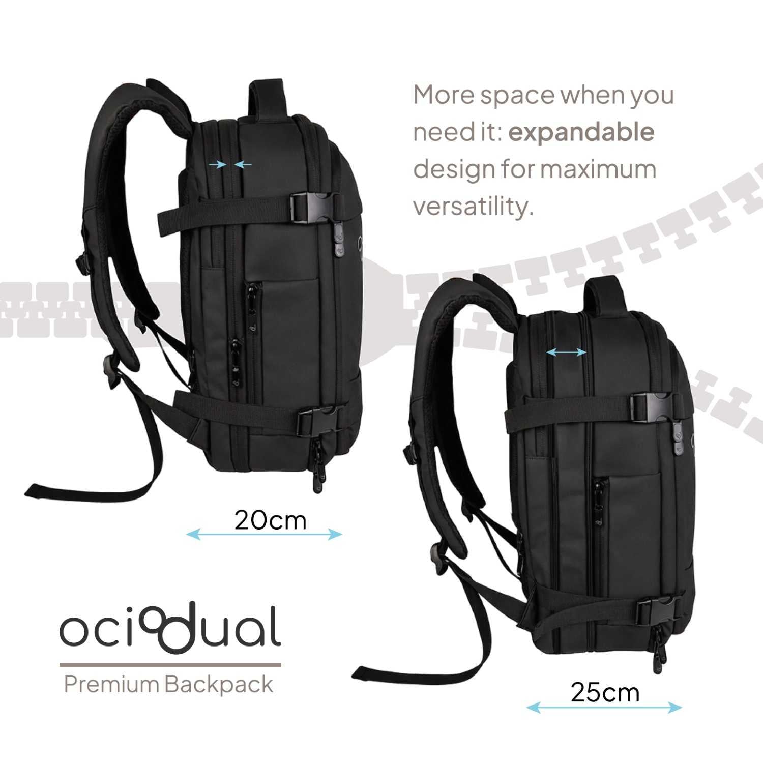 Mochila de Viaje para Cabina 55x40x20 Expandible, Ligera y Resistente. Evita Recargos