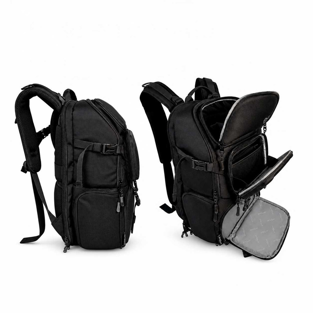 Mochila con aberturas separadas para cámara y objetivos