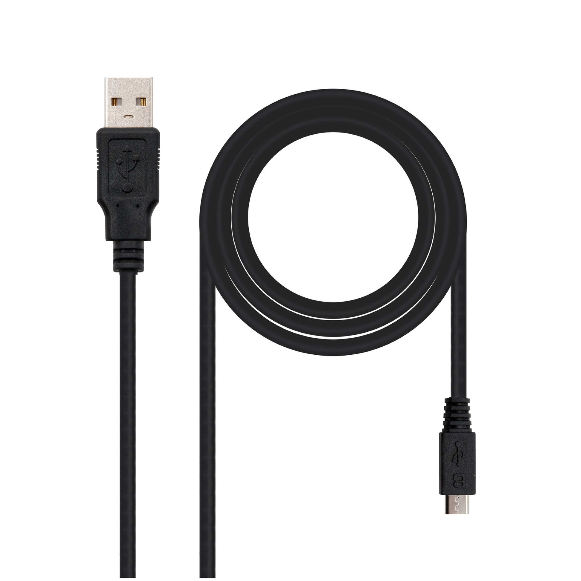 Cable 1m USB a Micro B Cargar y Transferencia de Datos Negro para Smartphones Telefonos Tablets