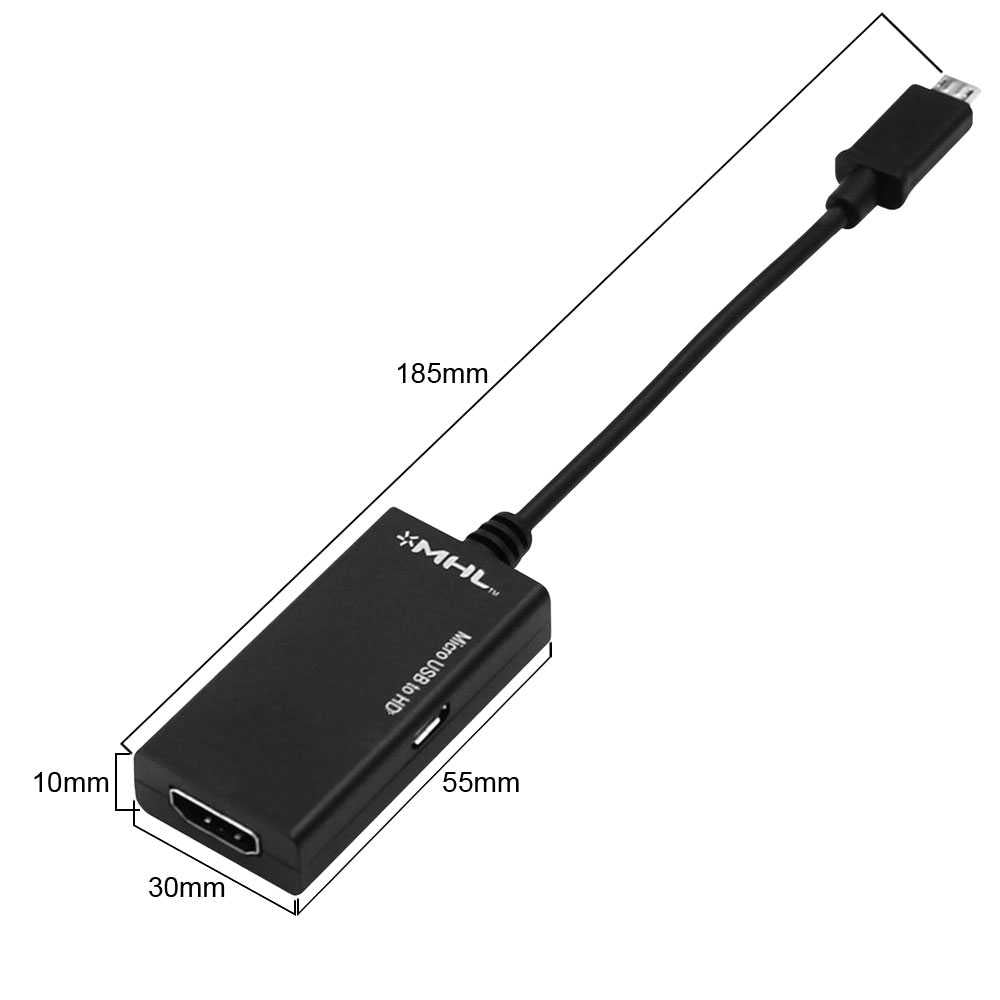 Adaptador MHL 5 Pin de Micro USB Macho a HDTV Hembra Negro para Telefonos Moviles Smartphones Tablets Televisores TV HDTV Cable Conversor 5 Pines