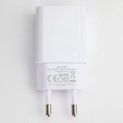 Cargador de Pared ST660, Blanco, 1x USB, 2A, 10W, para Smartphones, Adaptador de Red 2 Pines, EU