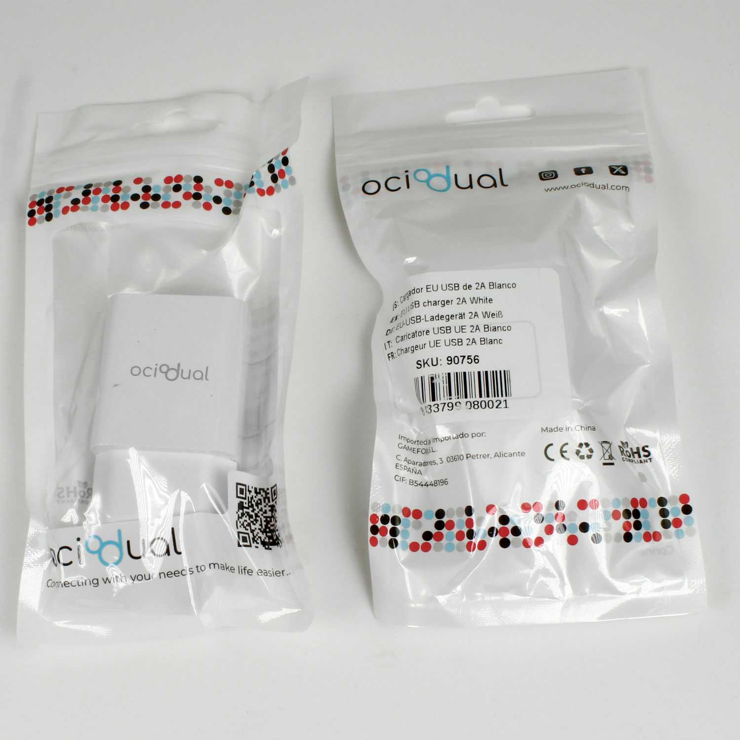 Cargador de Pared ST660, Blanco, 1x USB, 2A, 10W, para Smartphones, Adaptador de Red 2 Pines, EU