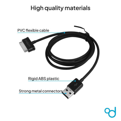 Cable de Carga y Transferencia de Datos USB Negro para Samsung Galaxy Tab 2 10.1 P5100 Cargador