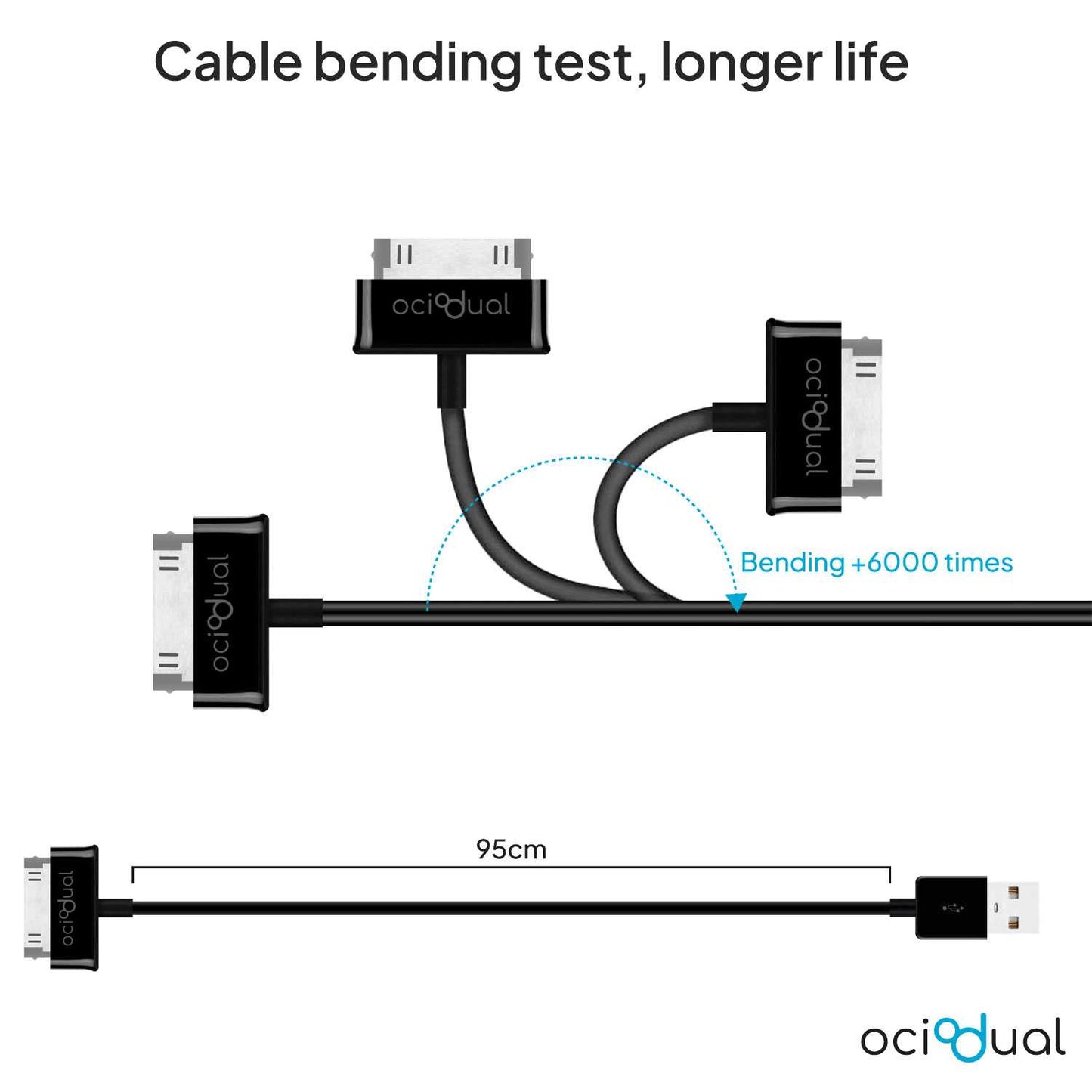 Cable de Carga y Transferencia de Datos USB Negro para Samsung Galaxy Tab 2 10.1 P5100 Cargador