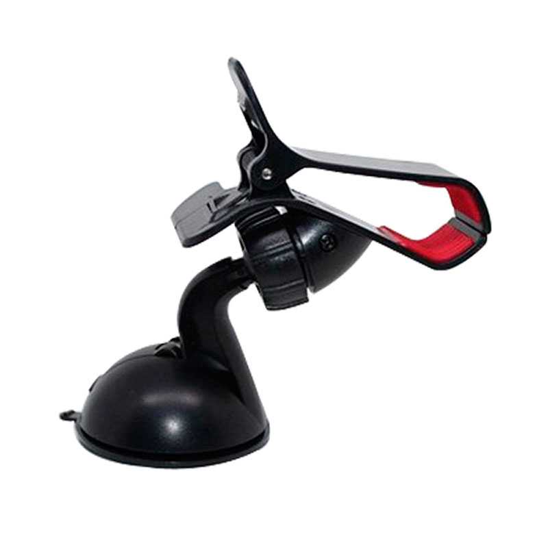 Soporte de Parabrisas Rótula Ajustable 360 con Pinza para Teléfonos Móviles Smartphones GPS Negro Luna Coche GF91039