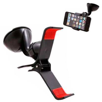 Soporte de Parabrisas Rótula Ajustable 360 con Pinza para Teléfonos Móviles Smartphones GPS Negro Luna Coche GF91039