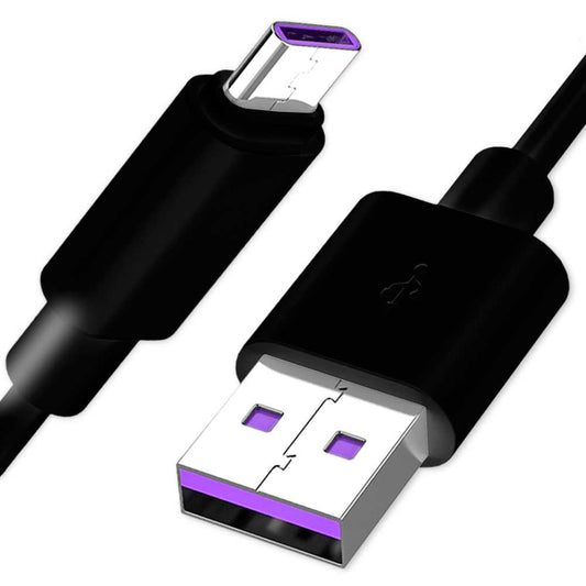 Cable de Carga Ultra Rápida y Datos 5A Cargador Rápido Quick Super Charge Negro para Smartphones Tablets