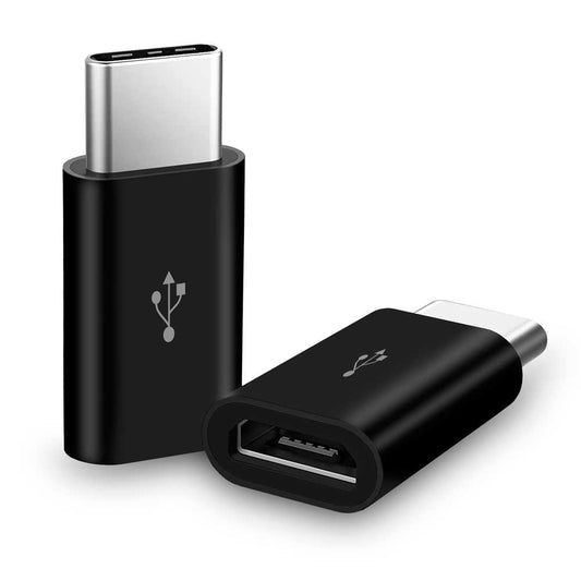 Adaptador Micro USB 5 Pines Hembra a Tipo C Macho Negro para Telefonos Moviles Smartphones Tablets