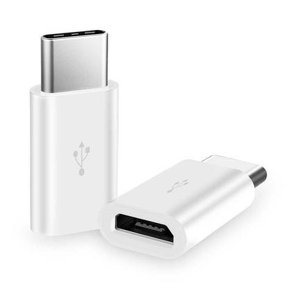 Adaptador Micro USB 5 Pines Hembra a Tipo C Macho Blanco para Telefonos Moviles Smartphones Tablets