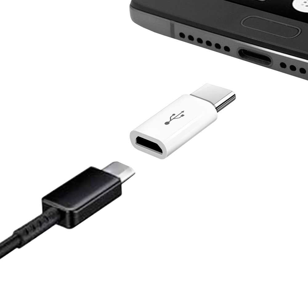 Adaptador Micro USB 5 Pines Hembra a Tipo C Macho Blanco para Telefonos Moviles Smartphones Tablets