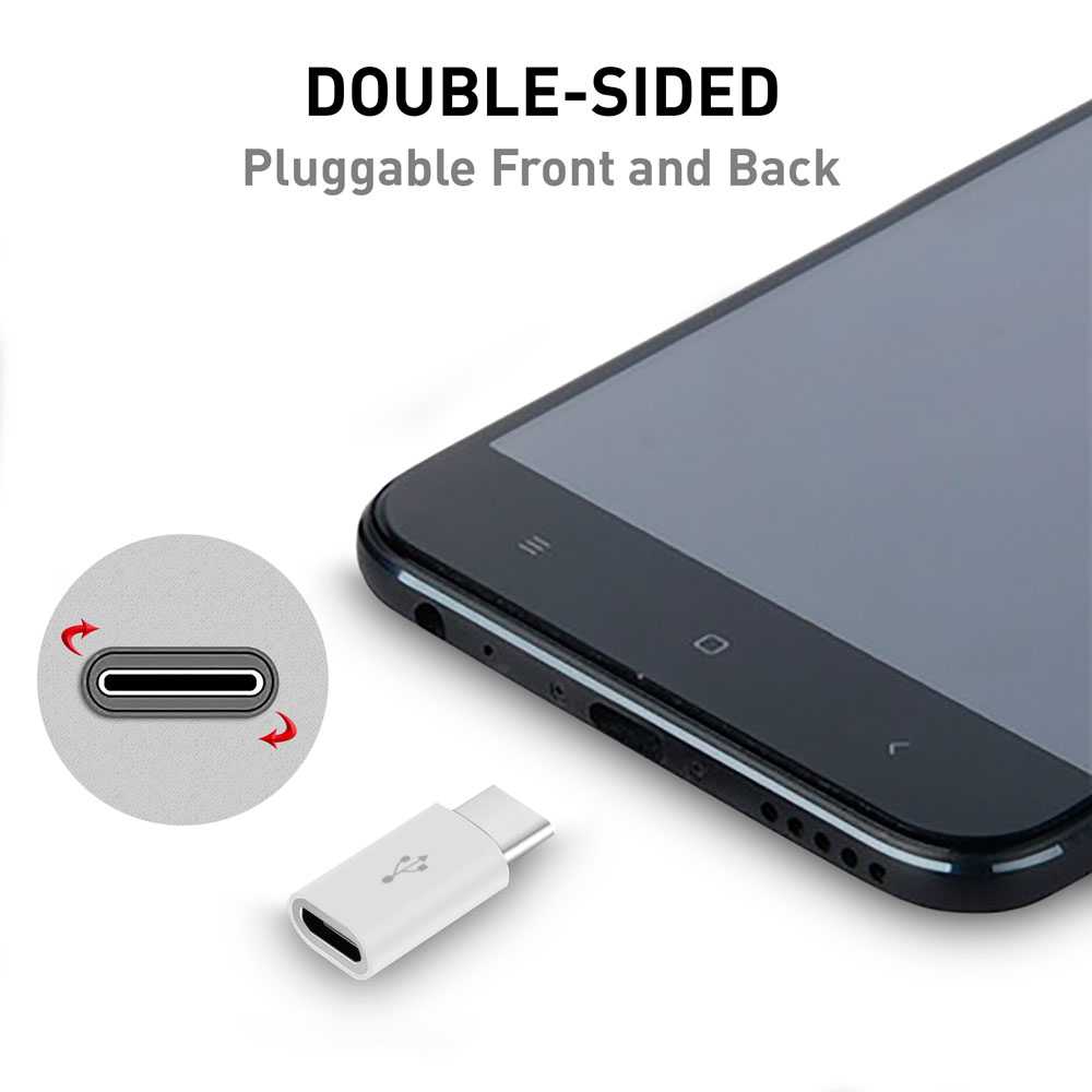 Adaptador Micro USB 5 Pines Hembra a Tipo C Macho Blanco para Telefonos Moviles Smartphones Tablets