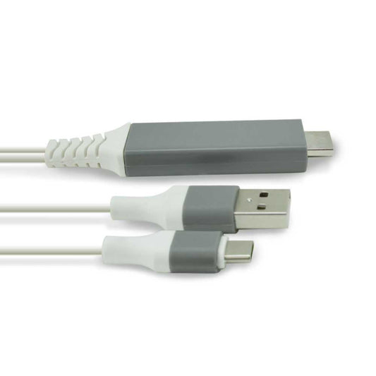 Cable Adaptador 4K de USB Tipo C a HDTV con Alimentacion Blanco para Ordenadores Portatiles Laptops TV HDTV Smartphones con modo DP ALT S22 S21 S20 S10 S9 S8 P40 P30 P20 Conversor Toma de Carga