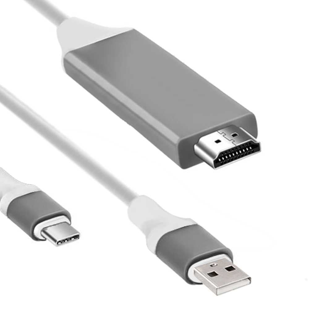 Cable Adaptador 4K de USB Tipo C a HDTV con Alimentacion Blanco para Ordenadores Portatiles Laptops TV HDTV Smartphones con modo DP ALT S22 S21 S20 S10 S9 S8 P40 P30 P20 Conversor Toma de Carga