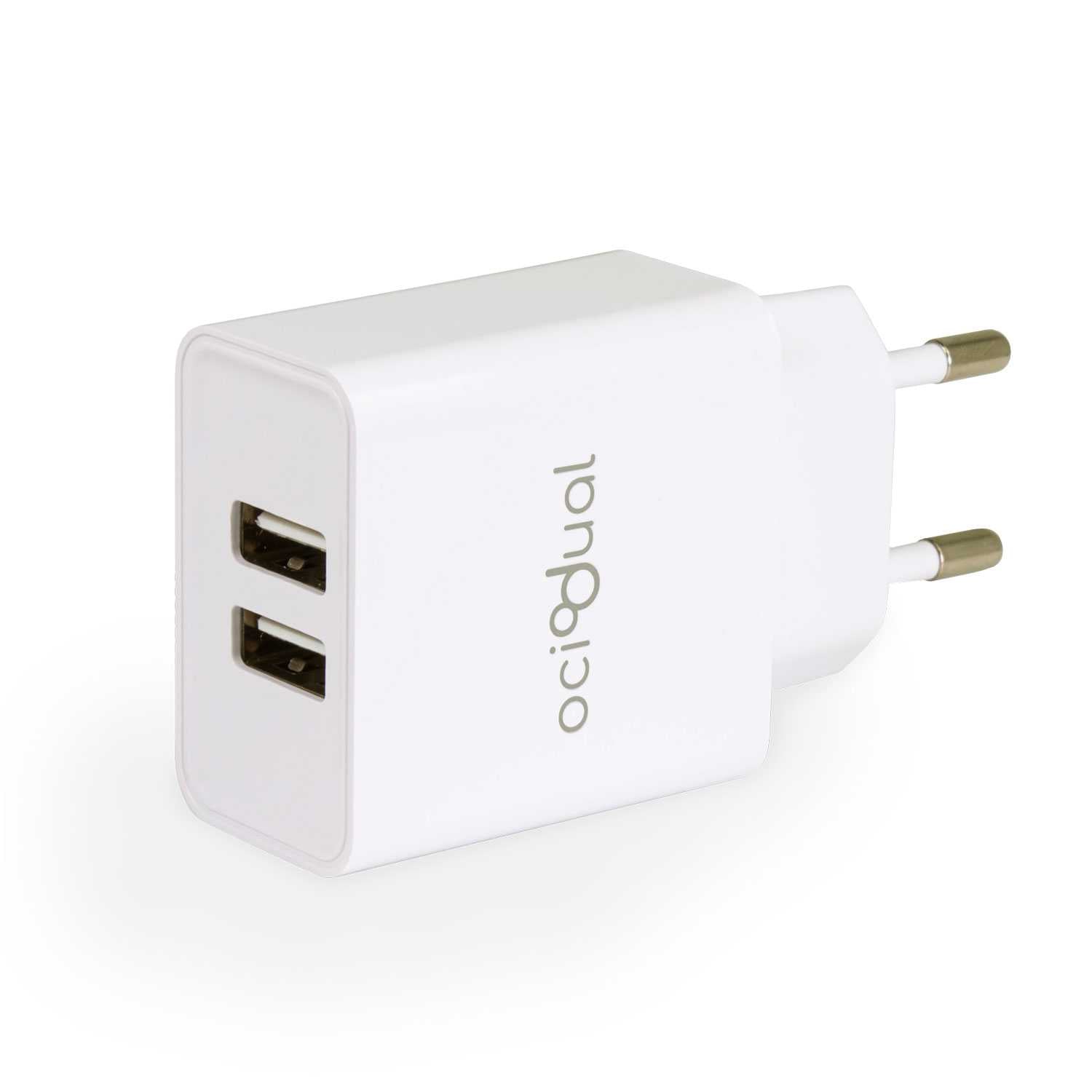 Cargador de Pared EU, 2 Puertos USB de 5v, 2.1A, 10W, Cargador para Smartphones, Adaptador de Corriente para Enchufe USB, Carga