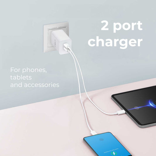 Cargador de Pared EU, 2 Puertos USB de 5v, 2.1A, 10W, Cargador para Smartphones, Adaptador de Corriente para Enchufe USB, Carga