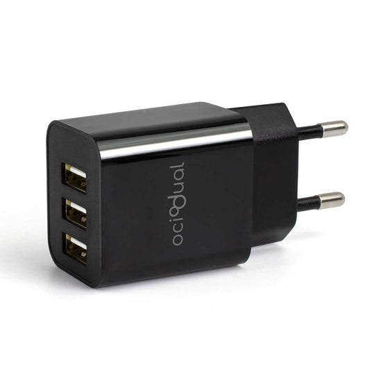 Cargador de Pared EU, 3 Puertos USB de 5v, 2.4A, 10W, Cargador para Smartphones, Adaptador de Corriente para Enchufe USB, Carga
