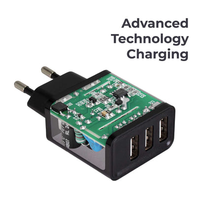 Cargador de Pared EU, 3 Puertos USB de 5v, 2.4A, 10W, Cargador para Smartphones, Adaptador de Corriente para Enchufe USB, Carga