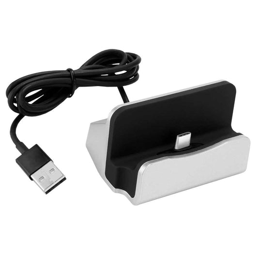 Cargador Base Datos Conector USB Tipo C Gris para Teléfonos Móviles Tablets Smartphones Estación de Carga