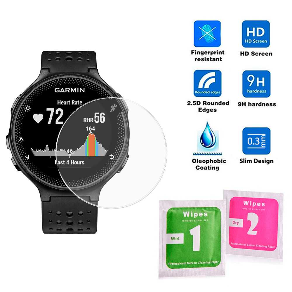 Protector de Pantalla para Garmin Forerunner 235 225 620 220, Dureza 9H, Libre de huellas, Cristal templado, Sin burbujas, 0.3mm