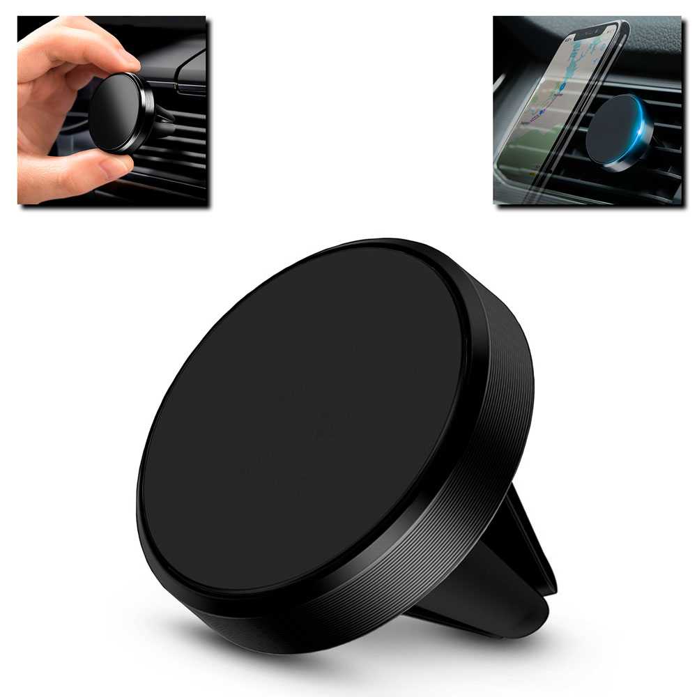 Soporte Magnetico para Rejilla de Coche con Iman Potente Telefono GPS Negro